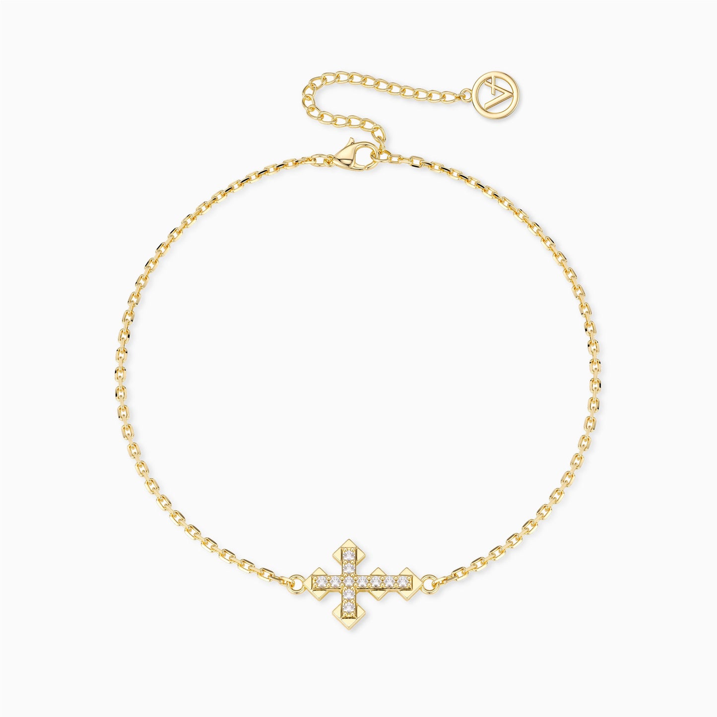 Gold Zircon Cross Bracelet